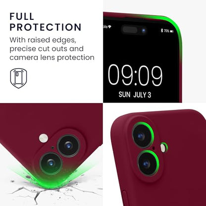 kwmobile Case Compatible with Apple iPhone 16 Case - Slim TPU Silicone Phone Cover - Soft Touch Finish - Rhubarb Red - color: Rhubarb Red, size: iPhone 16