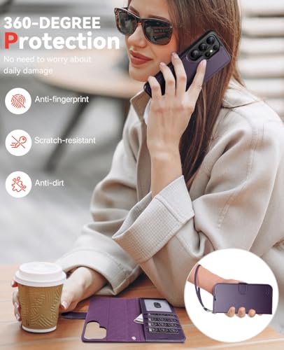 OCASE for Samsung Galaxy S26 Ultra Detachable Wallet Case with Card Holder, [2 in 1] PU Leather Flip Folio Case with RFID Blocking Stand Wrist Strap Shockproof Phone Cover 2026, Dark Purple - color: Dark Purple, size: Samsung Galaxy S26 Ultra
