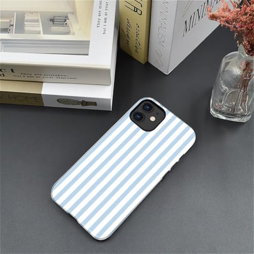 Compatible with iPhone 11 Case,Glossy 2-in-1 Sleek All-Inclusive Dual-Layer Material Soft TPU + PC Back for Blue Stripes Geometric Pastel Summer Beach - color: Blue Stripes Geometric Pastel Summer Beach-Glossy, size: iPhone 11