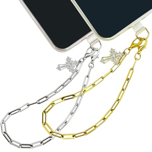 Phone Wrist Strap Metal Phone Chain Wristlet Strap Detachable Cellphone Lanyard Wrist with Tether Tab - color: 20_mix-gold-silver