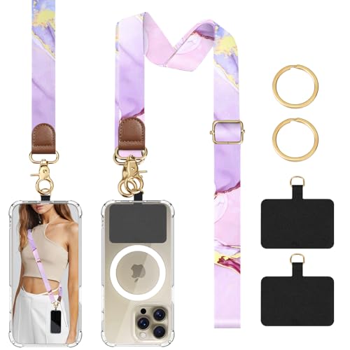 TiMOVO Phone Lanyard Crossbody Wrist Strap, Adjustable Anti-Theft Strap for Smartphone Case - color: Cloudy Pink