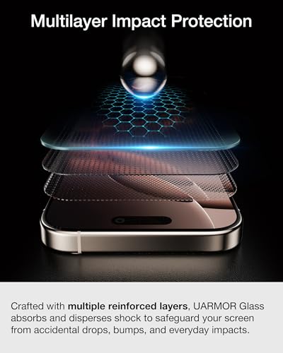 UARMOR Glass 3 Pack Screen Protector for iPhone 17, 9H Tempered Glass with Easy Installation Kits, Shatterproof, Case-Friendly Fit - HD Clear (iPhone 17) - size: iPhone 17