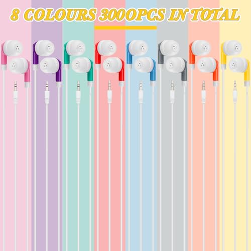 Kigeli 300 Packs Wired Earbuds Bulk, Multicolor - color: Multicolor