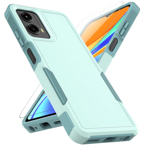 MDCN for Moto G 5G 2024 Case: Dual Layer Protective Heavy Duty Cell Phone Cover Shockproof Rugged with HD Screen Protector - Military Protection Bumper Tough - Moto G 5G 2024, Green - color: Mint Green (PC) + Mint Green (TPU), size: Moto G 5G 2024