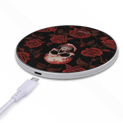 Skull Rose Wireless Charger 10W Fast Wireless Charging Pad Slim Portable Charging Station for Phone Lightweight Charger Mat for Travel Home Office Desk