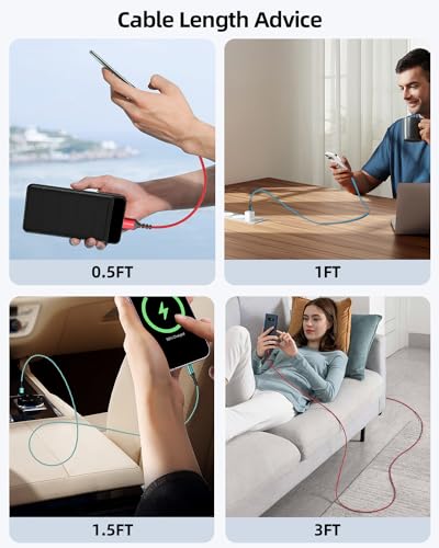 Short USB C Cable 12 inch 3 Pack, 1FT USB A to USB C Cable 3A Fast Charging - color: Red+Blue+Green, size: 1FT