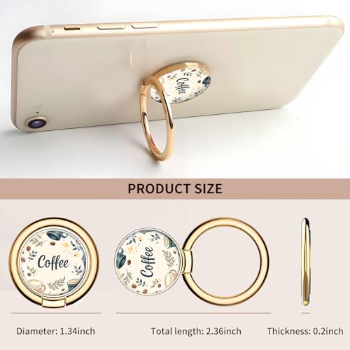 Cell Phone Ring Holder, Cute Metal Phone Grip Stand Finger Ring Kickstand, Flexible 360°Rotation Phone Tablet Case Accessories Compatible with Most Phones Cute Coffee Cup - color: Cute Coffee Cup
