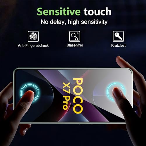 for Xiaomi Poco X7 Pro 5G Screen Protector with Camera Lens Protector, 9H Hardness Anti-Scratch Tempered Glass flim, Case Friendly, Anti-Fingerprint,Anti-Scratch (2+2 PACK) - color: Poco X7 Pro