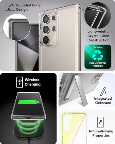 ZAGG Crystal Palace Samsung Galaxy S24 Ultra Case with Kickstand - Ultra-Slim, Graphene-Enhanced, Crystal Clear Protection, 13ft Drop Resistant, Eco-Friendly, Clear - size: Samsung Galaxy S24 Ultra, style: Without Snap