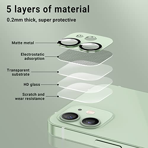 Korecase [ 2 Pack Camera Lens Protector for iPhone 12, Aluminum Metal Lens Film, 9H Hardness Tempered Glass Camera Screen Cover,Bubble Free,Strong Stickiness Case Friendly - Black - color: Black