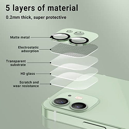 Korecase [ 2 Pack Camera Lens Protector for iPhone 12, Aluminum Metal Lens Film, 9H Hardness Tempered Glass Camera Screen Cover,Bubble Free,Strong Stickiness Case Friendly - Black - color: Black