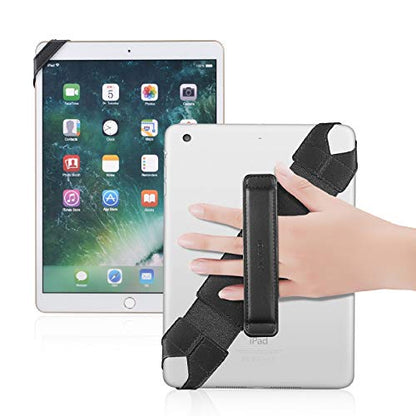 joylink iPad Hand Holder Strap with Pen Loop and 360° Swivel Leather Handle Grip Elastic Belt, Compatible with iPad Air, iPad Pro, Samsung and Nexus, 10.1 Inch Tablets, Black Upgrade Version