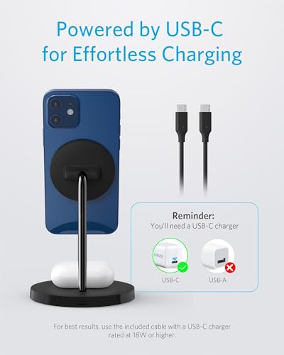 Anker PowerWave 2-in-1 MagSafe Compatible Wireless Charging Stand - color: Black