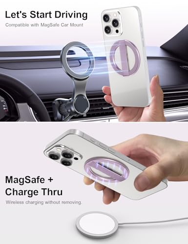 AirLoop Ultra Thin Phone Grip with Soft Elastic Finger Strap, Strong Adhesive with Double-Sided Magnetic Ring Holder Loop, Ultra Light Accessories for Phone (Purple) - color: Purple