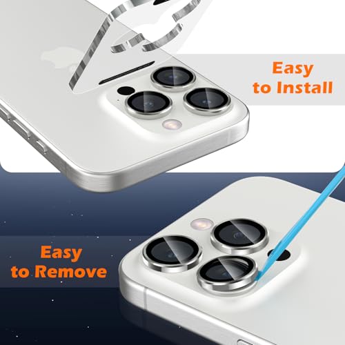 imluckies for iPhone 16 Pro - iPhone 16 Pro Max Camera Lens Protector, AR+AF Tempered Glass, 9H Ultra-Tough Metal Individual Lens Cover, HD Clear Camera Accessories, Case Friendly - White Titanium - color: White Titanium
