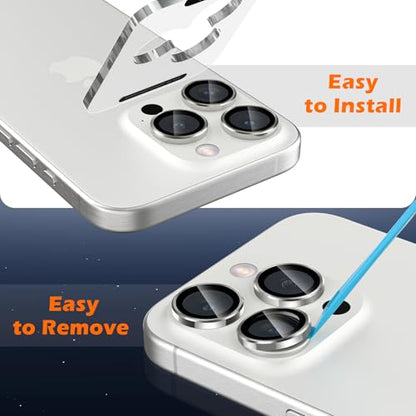 imluckies for iPhone 16 Pro - iPhone 16 Pro Max Camera Lens Protector, AR+AF Tempered Glass, 9H Ultra-Tough Metal Individual Lens Cover, HD Clear Camera Accessories, Case Friendly - White Titanium - color: White Titanium