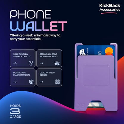 Slim Adhesive Cell Phone Wallet with Built-in Metal Plate - RFID Blocking Credit Card Holder for Phone Case - Plastic Wallet for Phone Holds 3 Cards Securely (Purple) - color: Lavender