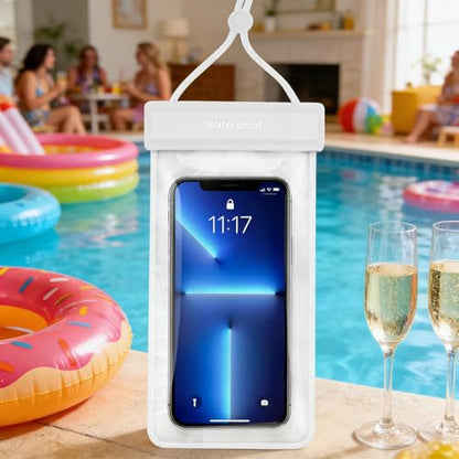 Waterproof Cell Phone Pouch Protective Travel Accessories White | Waterproof Mobile Phone Holder Dry Bag for Women Men Summer Vacation Beach Pool Cruise Outdoor Adventure - color: White