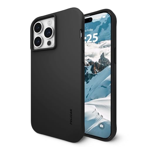 Pelican Ranger Series - iPhone 15 Pro Max Case 6.7" [Wireless Charging Compatible] Protective Phone Case with Anti-Scratch Tech [12ft MIL-Grade Drop Protection] Cover for iPhone 15 Pro Max - Black | Wireless Charging Compatible Phone Case w/12ft Military-