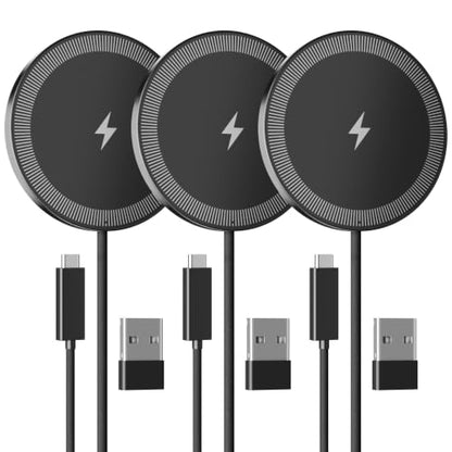 15W Magnetic Fast Charging Pad, Wireless Charger for Apple MagSafe - color: Black*3