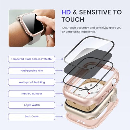 Goton Privacy Waterproof Case for Apple Watch 40mm Series 6/5/4/SE - color: Rose Gold, size: 40mm