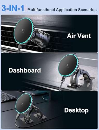 for iPhone Magsafe Car Mount Charger Vent-LED Wireless Car Charger - color: Gcarbon fiber