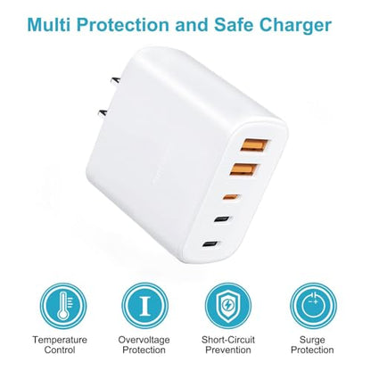 [2-Pack] 60W Multi-Port USB-C Fast Charging Module, 5-Port Wall Charger, Compatible with iPhone 17/16/15/14/13/Pro Max/Plus Series, iPad, Samsung S25/S24/S23, and Other Devices