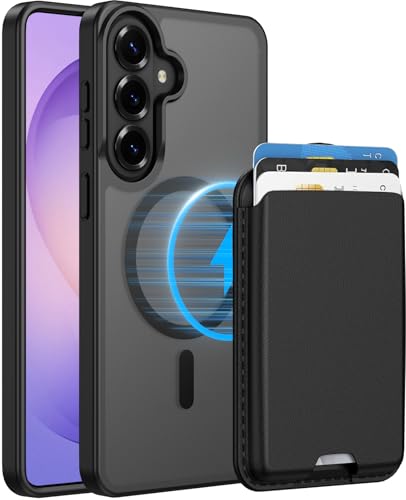 Magnetic for Samsung Galaxy S26 Plus Wallet Case with Card Holder﻿ | Compatible with MagSafe, Shockproof Phone Cover with Detachable RFID Blocking Card Slot, Black - color: Black, size: S26 Plus 6.7"
