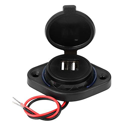 RiToEasysports Car USB Charger, ABS Dual USB Power Socket Adapter 5V 3.1A with LED Indicator, Flush Mount Charging Port for 12V 24V Car Boat ATV UTV RV Motorcycle