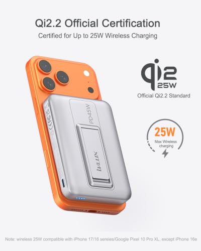 Qi2.2 25W Wireless Power Bank 10,000mAh, Magnetic Charger for MagSafe