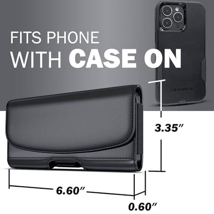 Holster for iPhone Pro Max & Plus Models Only (17,16,15,14,13,12,11,Xs Max) – Premium Cell Phone Case with Belt Clip, ID Card Pouch Holder Cover, Black - size: iPhone Pro Max & Plus