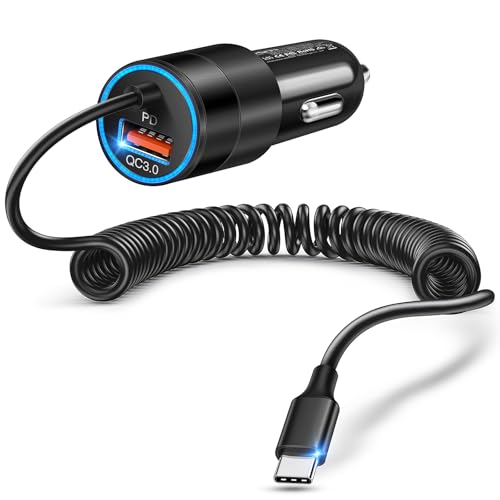 USB C Car Charger, 38W Dual Ports USBC & USB-A Cigarette Lighter Adapter - color: 1-Pack Black