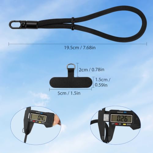 Phone Lanyard, Anti Theft Phone Wrist Strap with 2 Tether Tabs, Adjustable Wristlet & Hand Cell Phone Lanyard for Women and Men (Black Lanyard) - color: Bl6s