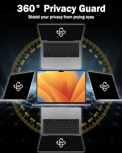 F FORITO 14 Inch 16:10 Laptop Privacy Screen Protector, 360° Anti Peeping and Anti Glare Laptop Privacy Shield Compatible with All 14" Laptops with 16:10 Aspect Ratio - size: 14 Inch Computer with 16:10 Aspect Ratio