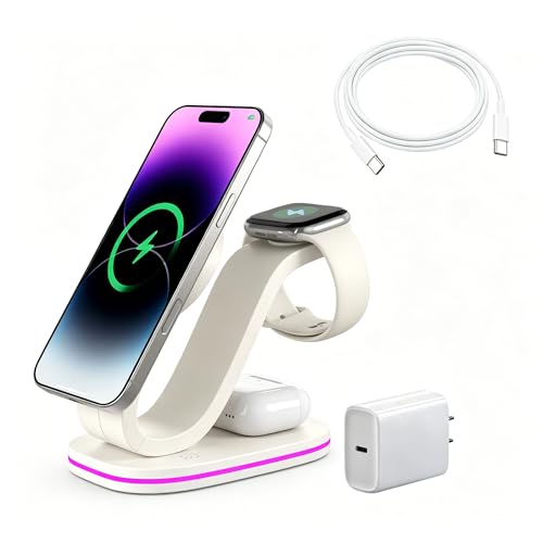 2026 New Fast 15W 3 in 1 Charging Station for iPhone Compatible Magnetic