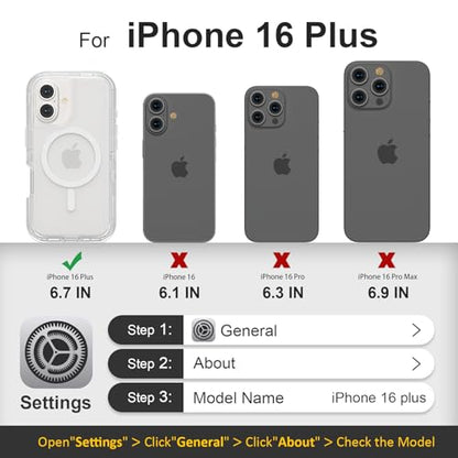 Follaroma Magnetic for iPhone 16 Plus Case, Heavy Duty Phone Cases, Clear | Compatible with MagSafe, Heavy Duty Shock proof Protection, Military-Grade Anti-Drop, Dual Layer Transparent Protective Cover - color: Clear, size: iPhone 16 Plus 6.7''