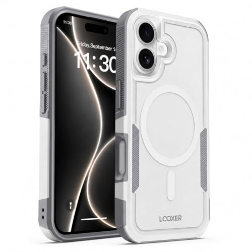 LOOXER® Heavy Duty Rugged Magnetic Case for iPhone 17 (6.3”) | Military Grade Shockproof Protection,MagSafe Compatible+ Tempered Glass Included (White, 17) - color: White, size: 17