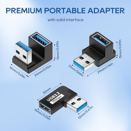 UCEC 6-Pack 90/180 Degree USB 3.2 Angle Adapter, USB A Male to USB A Female - style: 6Pack A Male to A Female ( 90 Degree & 180 Degree)