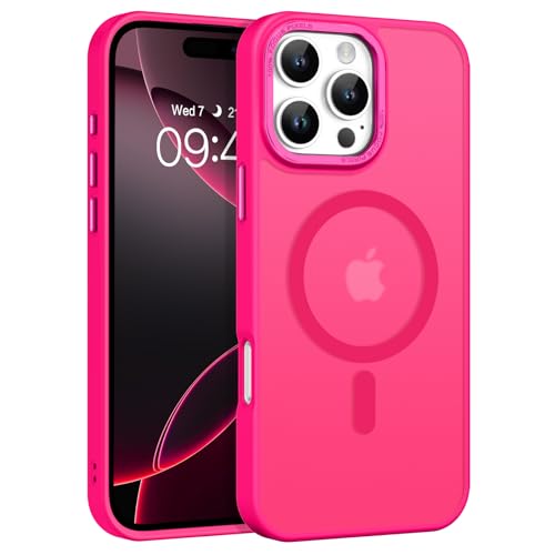 BENTOBEN Magnetic for iPhone 16 Pro Max Case,(Compatible with MagSafe) (Military Grade Drop Protection) Slim Translucent Matte Shockproof with Anti-Fingerprint Phone Case 6.9",Hot Pink - color: Hot Pink