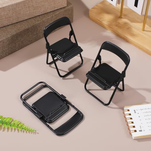 NOLITOY Mini Folding Chair Phone Holder Miniature Folding Chair Smartphone Desk Stand Dollhouse Furniture Model Foldable Decoration for Mini House Decor Photo Props 12 pcs 3.93 X 2.55 X 2.16 in