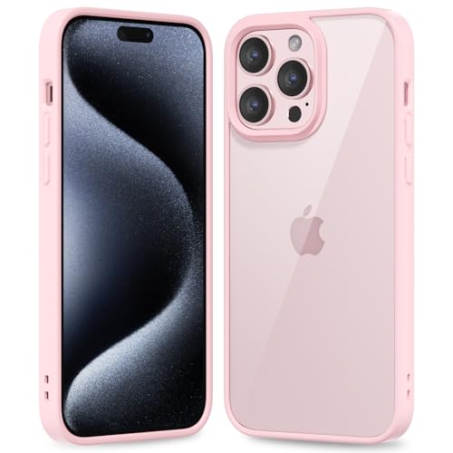 oakxco Thin Slim Clear case for iPhone 15 Pro, Transparent Hybrid Hard Shell Plastic & Soft Silicone Rubber Bumper, Non-Yellow Acrylic Protective Lightweight Cover for Women, Light Pink - color: Light Pink, size: 15 Pro