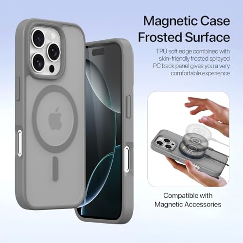 for iPhone 16 Pro Wallet Case, iPhone 16 Pro Case Wallet Gray | Compatible with Magsafe, RFID Blocking, Zipper Card Holder, PU Leather Flip Folio Case, Strap Wallet Case, Phone Kickstand - color: Gray, size: iPhone 16 Pro