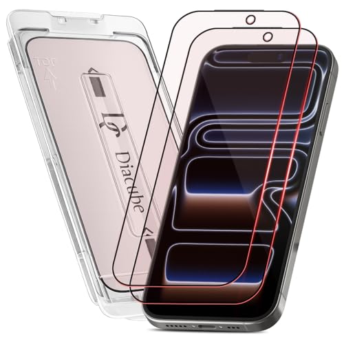 2-Pack Red Light Converter Screen Protector for iPhone 17 Pro, Quantum Dot Technology Converts Blue Light to Red Light for Better Sleep & Eye Comfort, 9H Tempered Glass with Easy-Install Frame - size: iPhone 17 Pro
