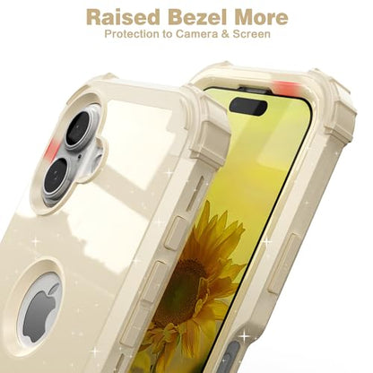 IDweel for iPhone 17 Case with Screen Protector for Women, 3 in 1 Shockproof Slim Fit Hybrid Heavy Duty Hard PC Cover Soft Silicone Bumper Full Body Anti-Fingerprint Case, Glitter Yellow - color: Glitter Yellow