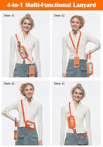 takyu Phone Strap Crossbody with Detachable RFID Wallet Orange - color: Orange
