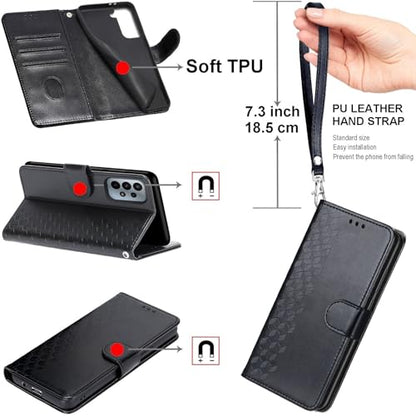 Wallet Case for Google Pixel 8, Black Cube | Women Flip Folio Cover, Embossed PU Leather, Stand, Credit Card Holders Slots, Wrist Strap - color: 1