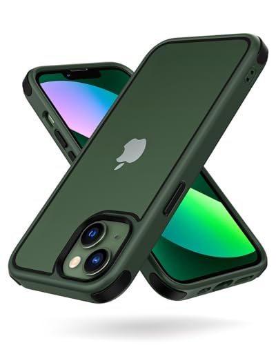 Mobnano for iPhone 13/14 Crystal Clear Case, with Multicolor Protective Shockproof Bumpers, Not Yellowing Anti Scratch Transparent Hard PC Back & Soft Silicone TPU Frame Cover (Green/Black) - color: Green/Black, size: iPhone 13 / 14