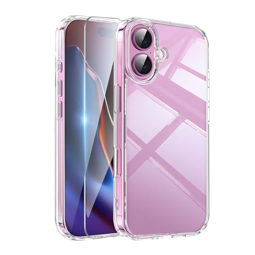 Clear Phone Case for iPhone 17 Case with Screen Protector [Anti-Yellowing] Rugged Shockproof Protective Bumper Case 6.3" 2025 Transparent - color: Clear, size: iphone 17