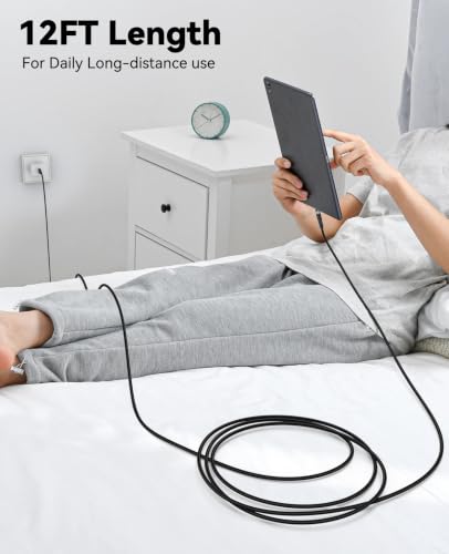 12 ft USB C to USB C Cable Fast Charging 60W, Long USB-C Charge Cord 12Foot - size: 12 Feet