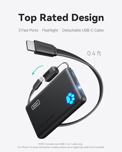 INIU 10000mAh 45W Fast Charging Portable Charger, Smaller Travel Power Bank - color: Black